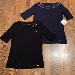 Two Ellen Tracy Boatneck Tops